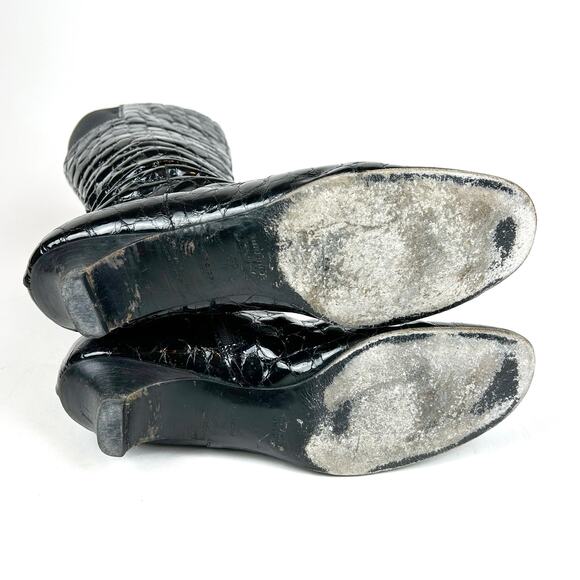 Miu Miu Croc Effect Knee High Kitten Heel Boots - Picture 8 of 10